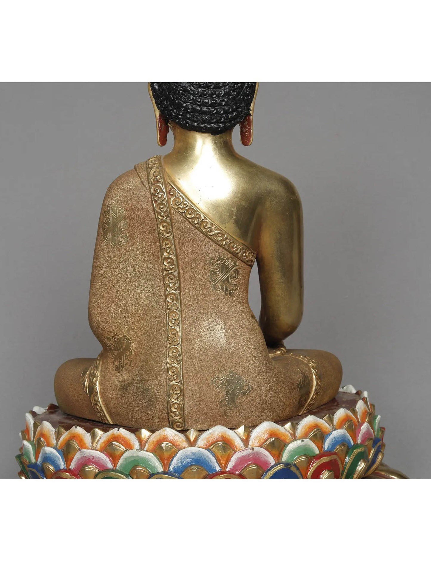 12" Lord Shakyamuni Buddha Copper Statue With Gold From Nepal | Decorative Copper Idol | Copper Statue For Temple