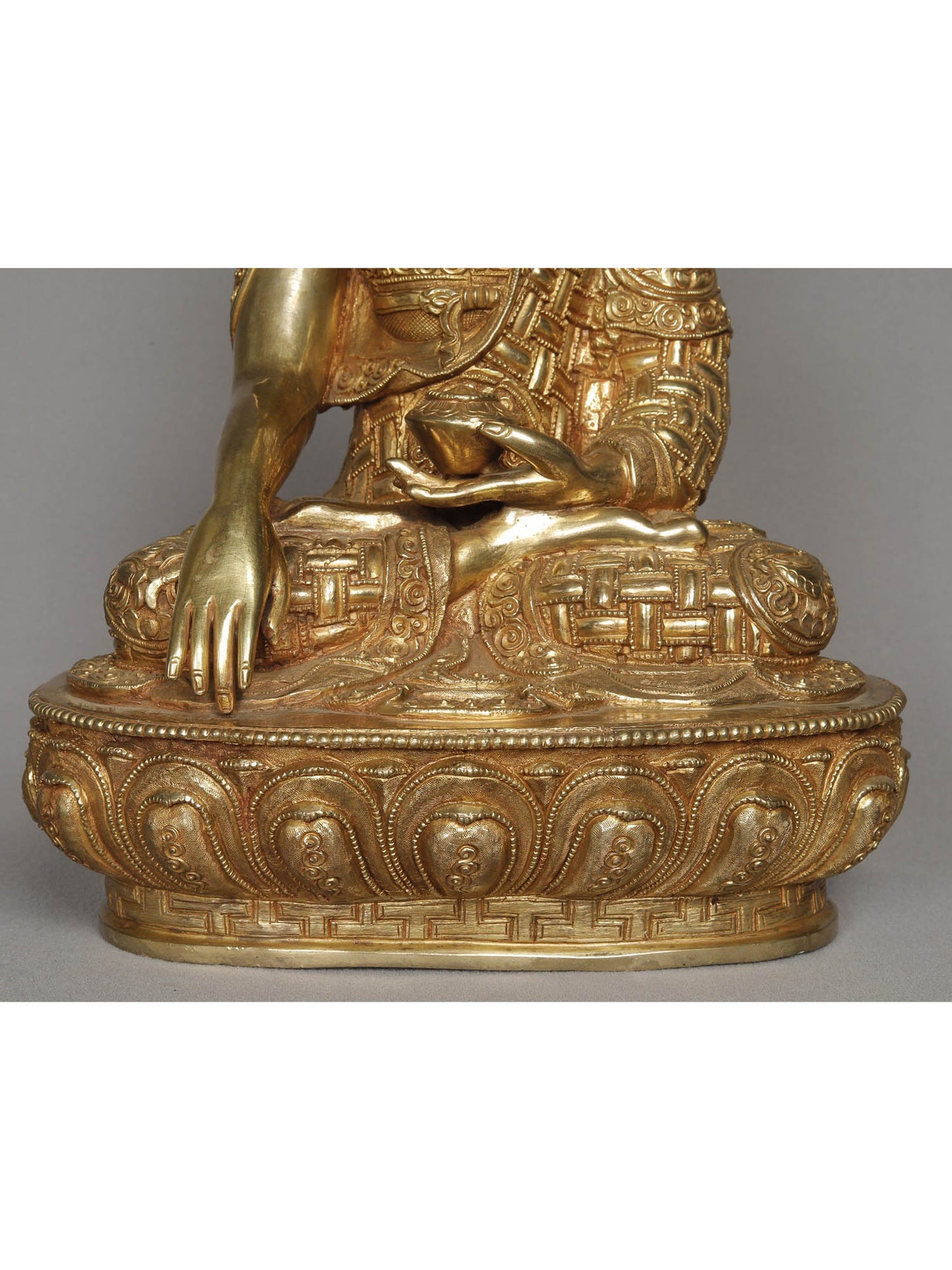 12" Lord Bhumisparsha Buddha Statue from Nepal | Copper Idol With Gold | Copper Statue