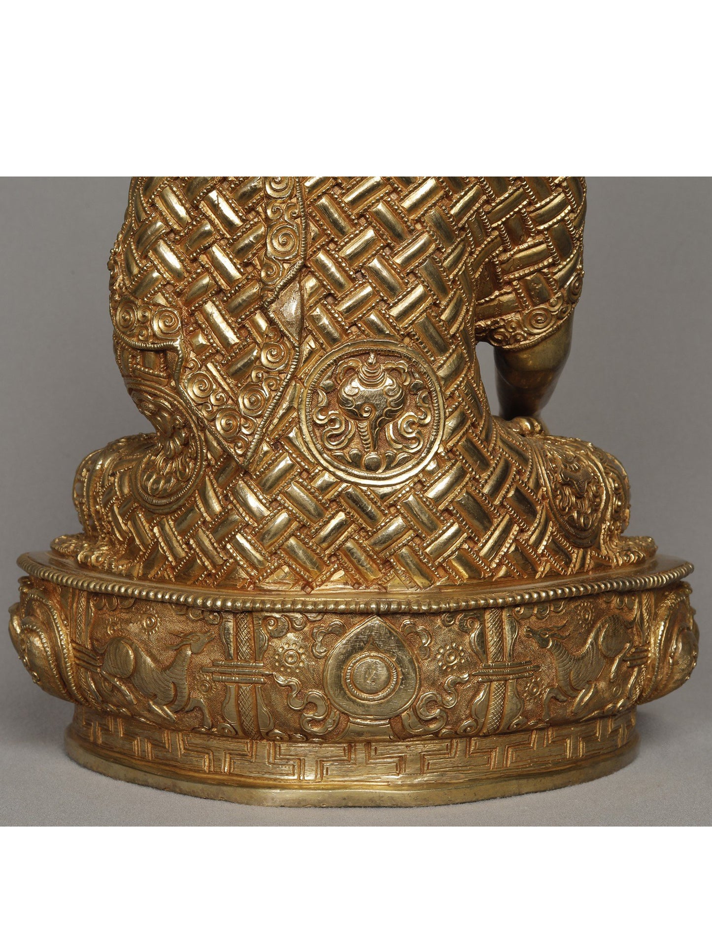 12" Lord Bhumisparsha Buddha Statue from Nepal | Copper Idol With Gold | Copper Statue