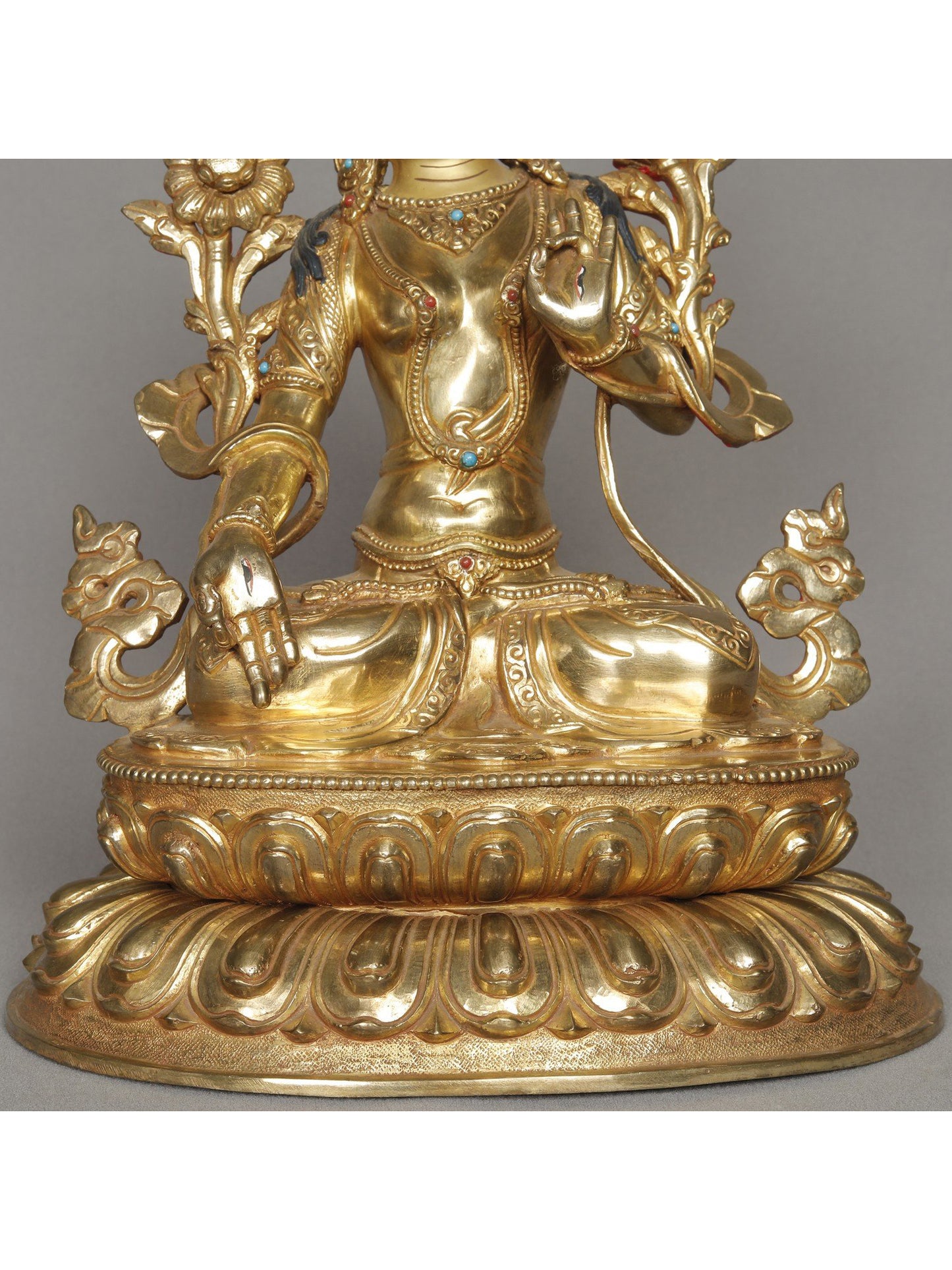 11" White Tara Idol From Nepal | Buddhist Goddess Copper Statue | Decorative Copper Idol | Copper Statue For Temple