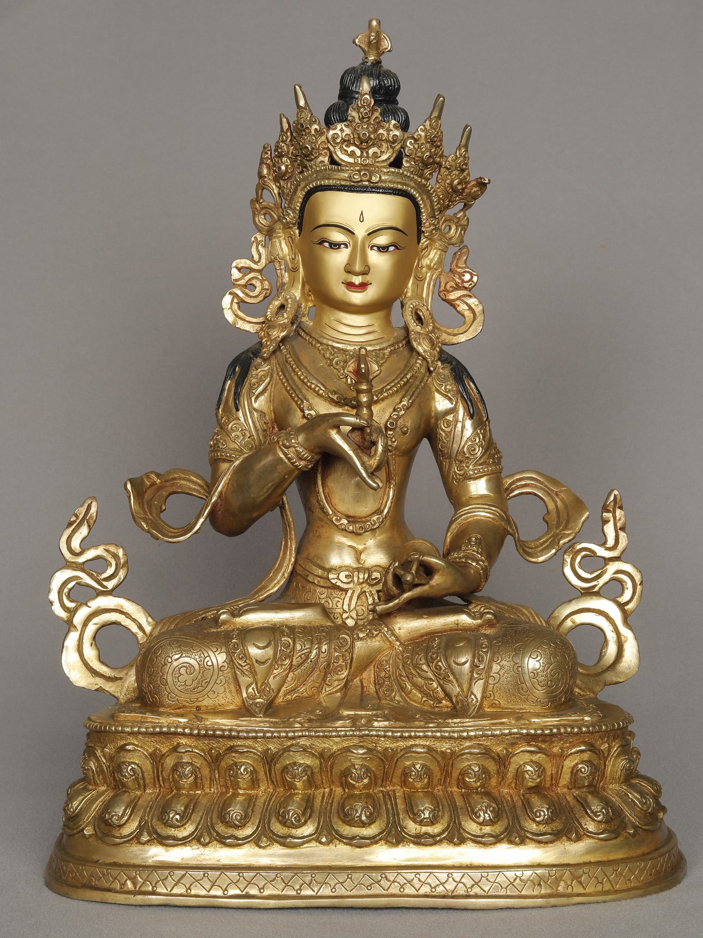 13" Tibetan Buddhist Deity Vajrasattva Copper Statue from Nepal | Buddha Copper Statue