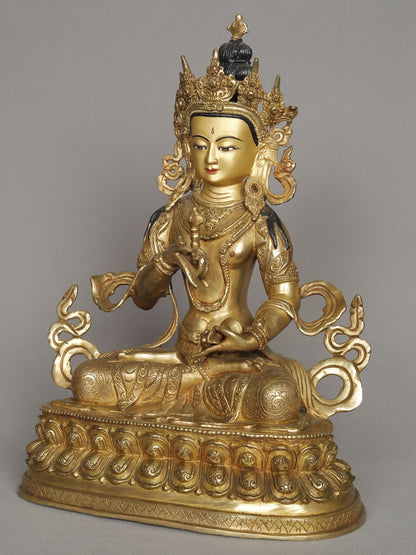 13" Tibetan Buddhist Deity Vajrasattva Copper Statue from Nepal | Buddha Copper Statue