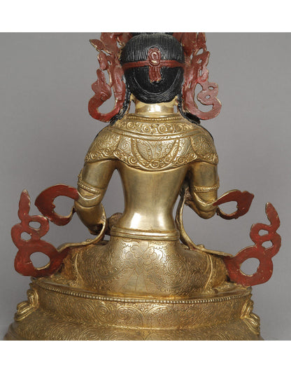 13" Tibetan Buddhist Deity Vajrasattva Copper Statue from Nepal | Buddha Copper Statue