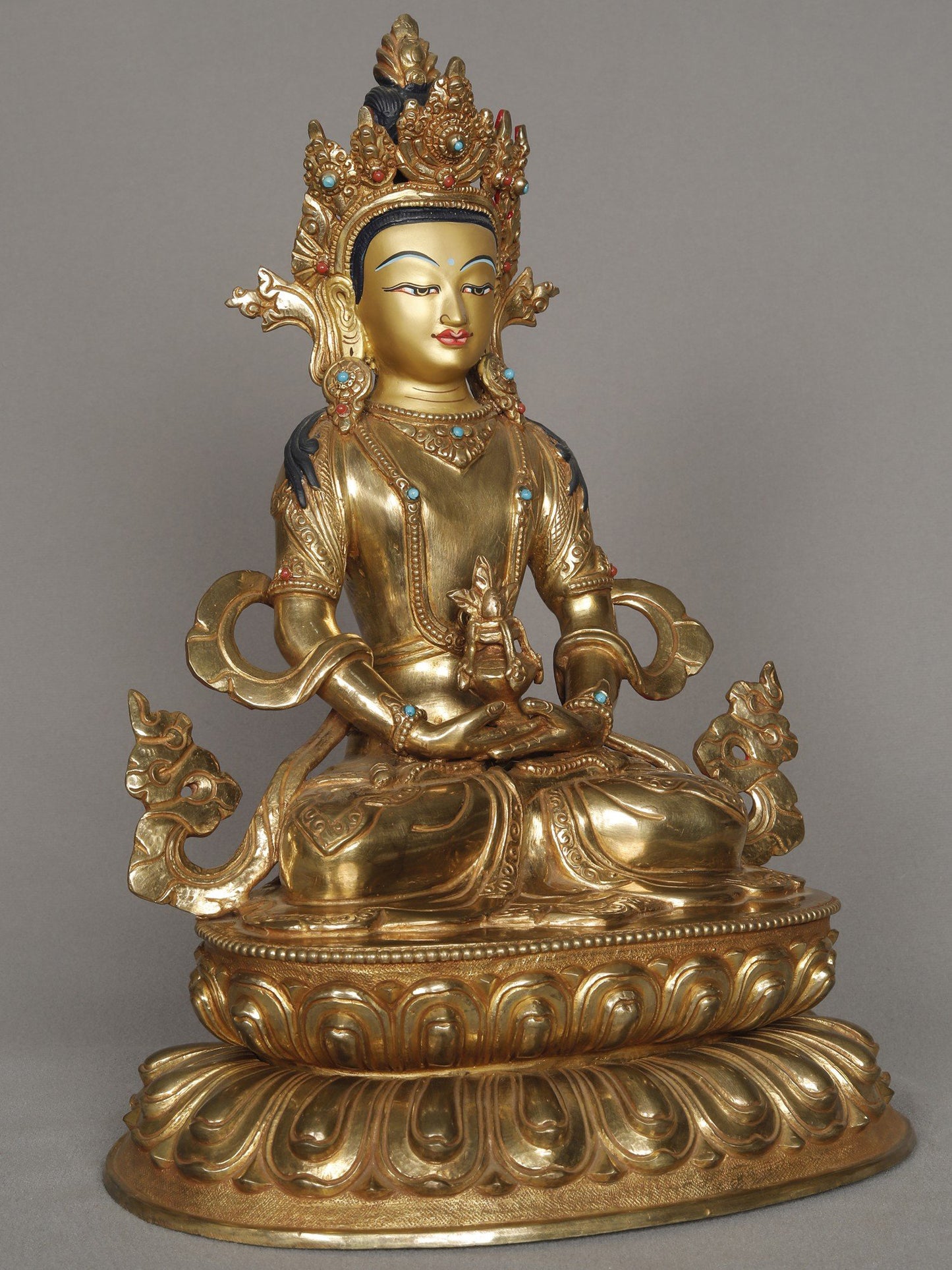 11" Copper Tibetan Buddhist Deity Aparmita Statue From Nepal | Copper Statue | Decorative Copper Idol | Copper Statue For Temple