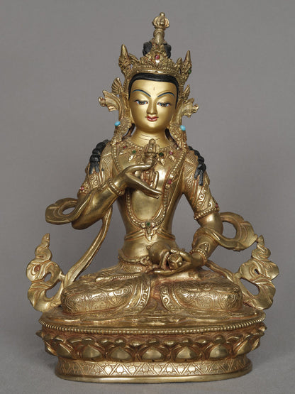 10" Tibetan Buddhist Deity Vajrasattva From Nepal | Copper Statue | Decorative Copper Idol | Copper Statue For Temple