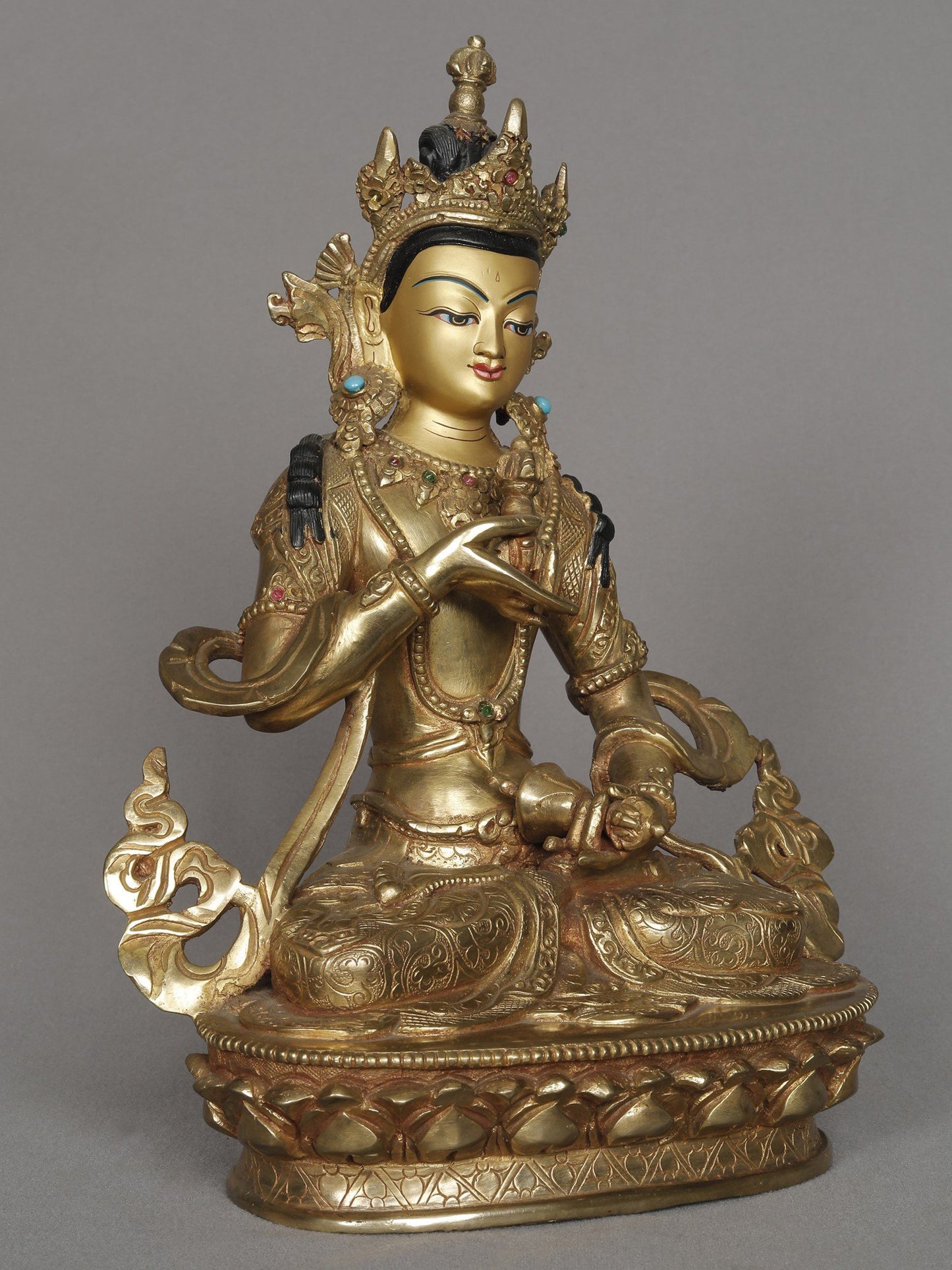 10" Tibetan Buddhist Deity Vajrasattva From Nepal | Copper Statue | Decorative Copper Idol | Copper Statue For Temple