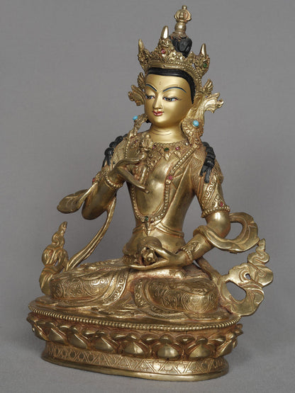 10" Tibetan Buddhist Deity Vajrasattva From Nepal | Copper Statue | Decorative Copper Idol | Copper Statue For Temple