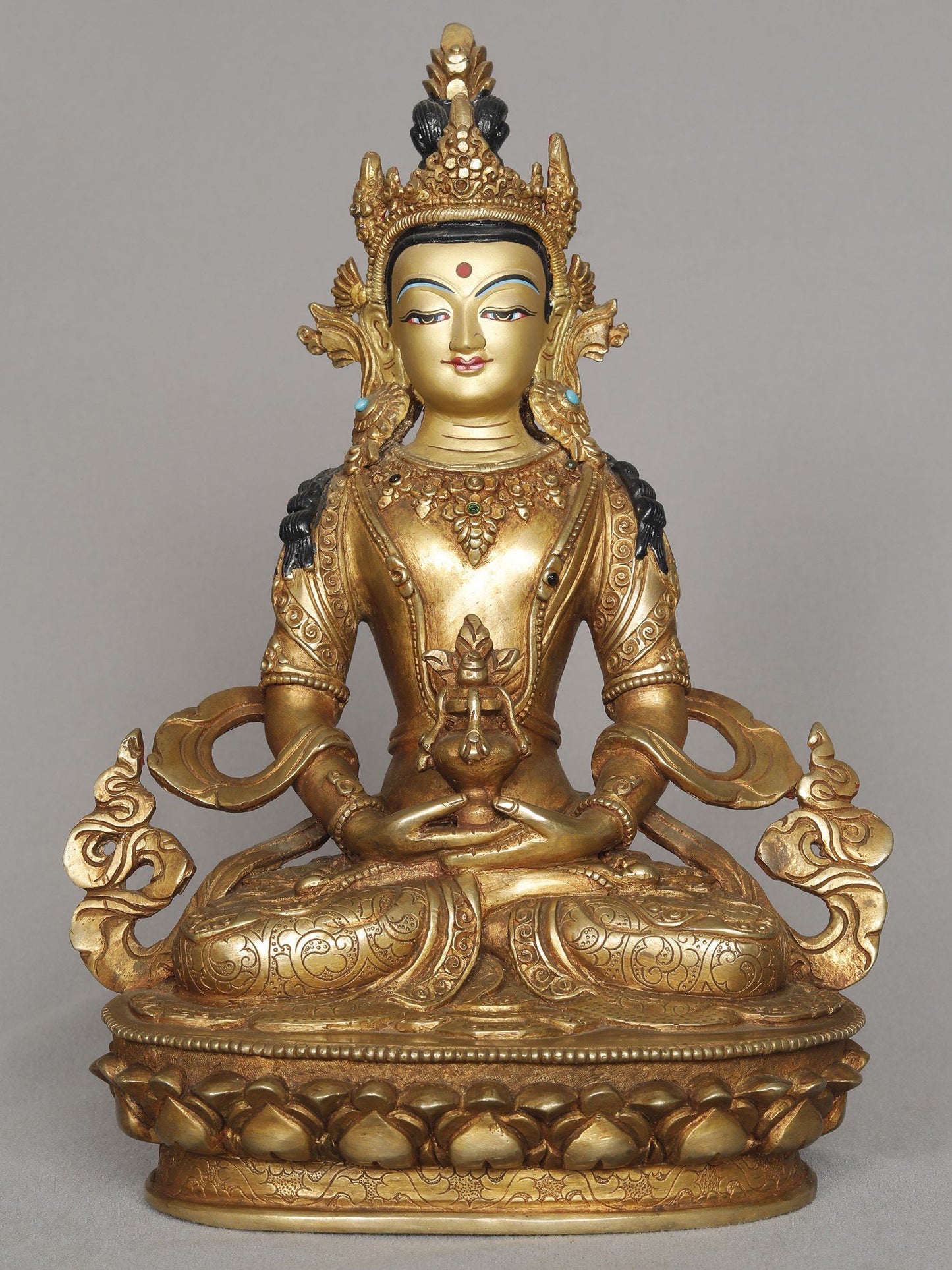 10" Copper Amitayu / Amitabha Buddha Statue From Nepal | Copper Statue | Decorative Copper Idol | Copper Statue For Temple