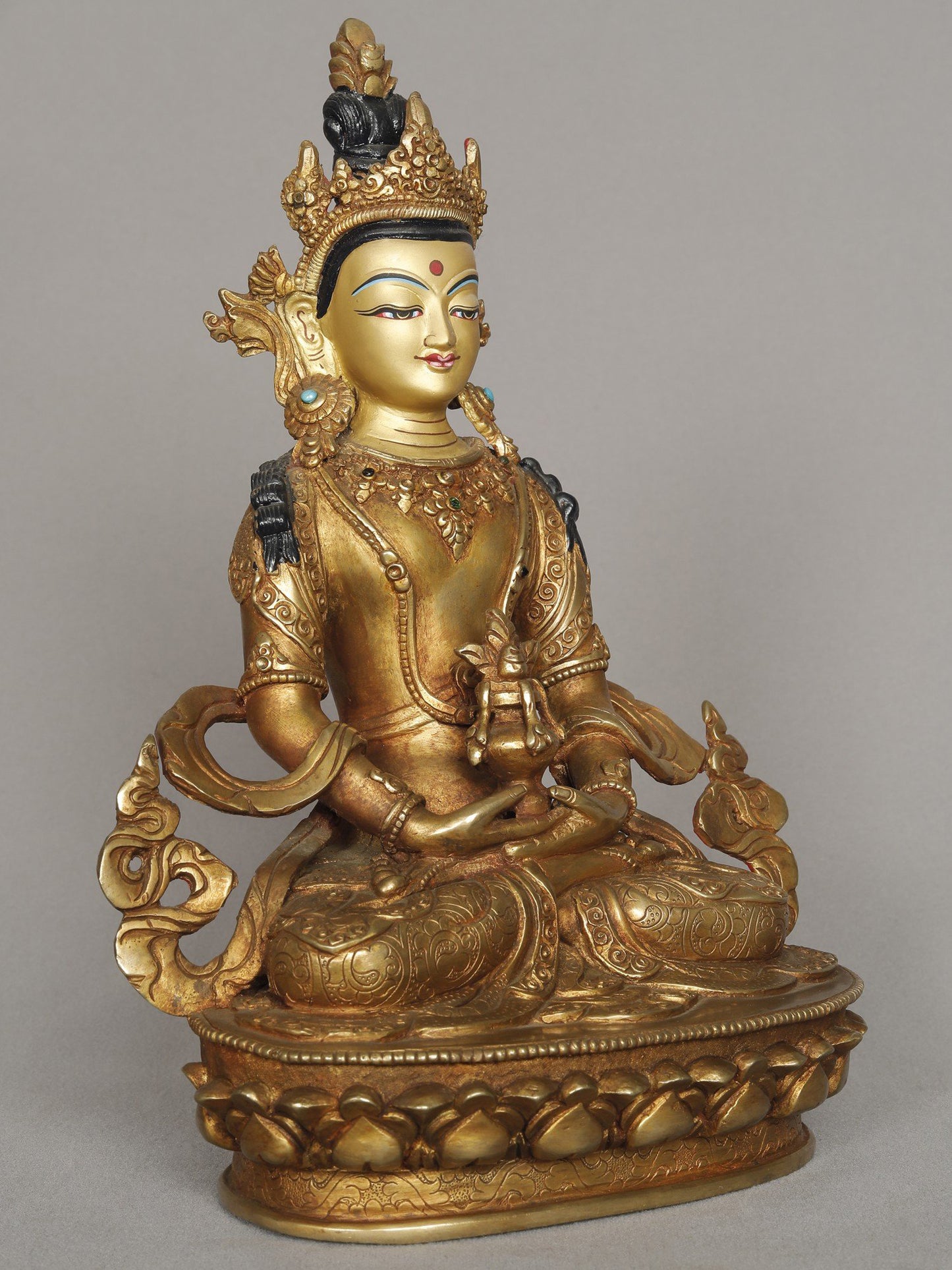 10" Copper Amitayu / Amitabha Buddha Statue From Nepal | Copper Statue | Decorative Copper Idol | Copper Statue For Temple