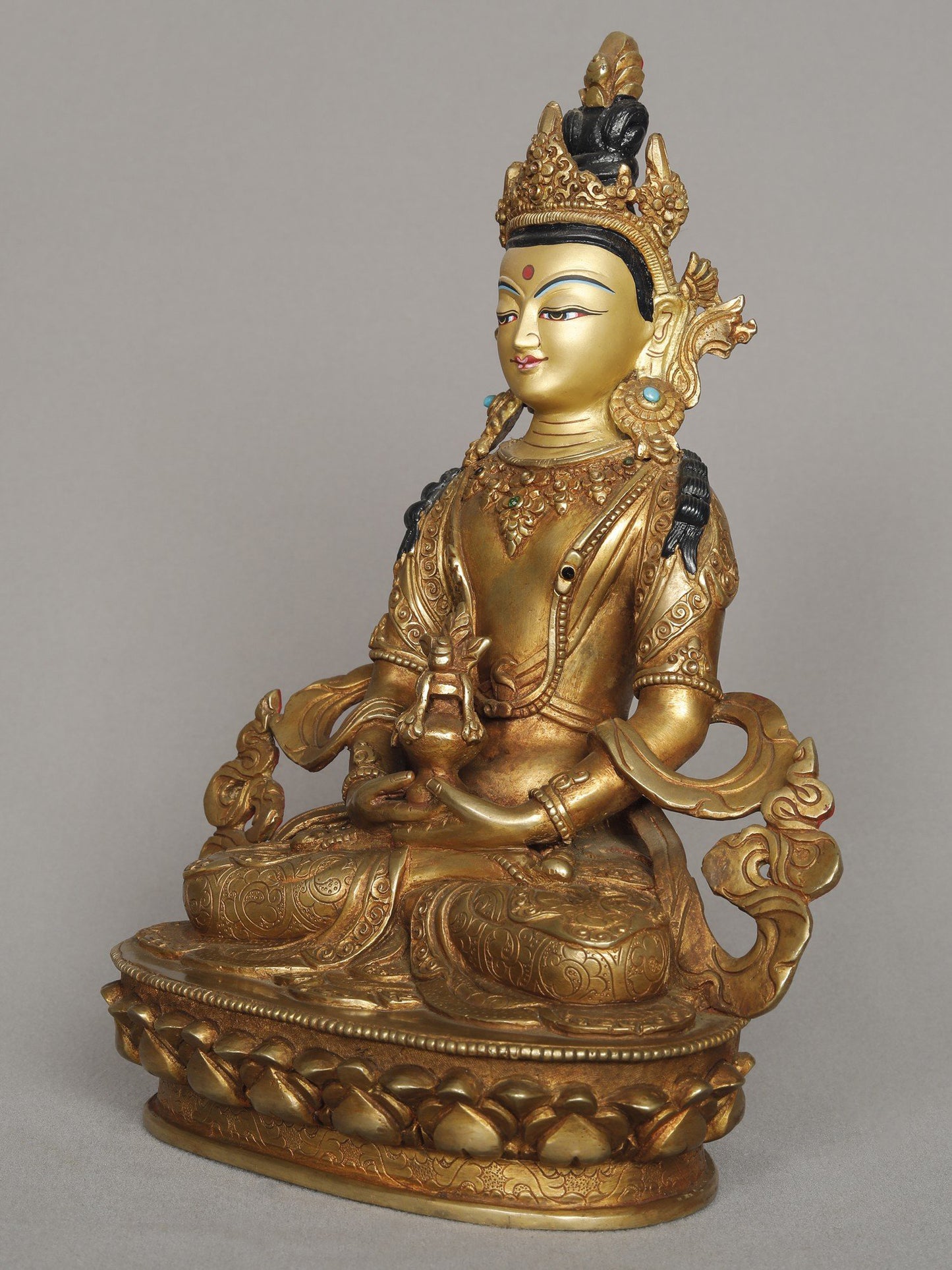 10" Copper Amitayu / Amitabha Buddha Statue From Nepal | Copper Statue | Decorative Copper Idol | Copper Statue For Temple