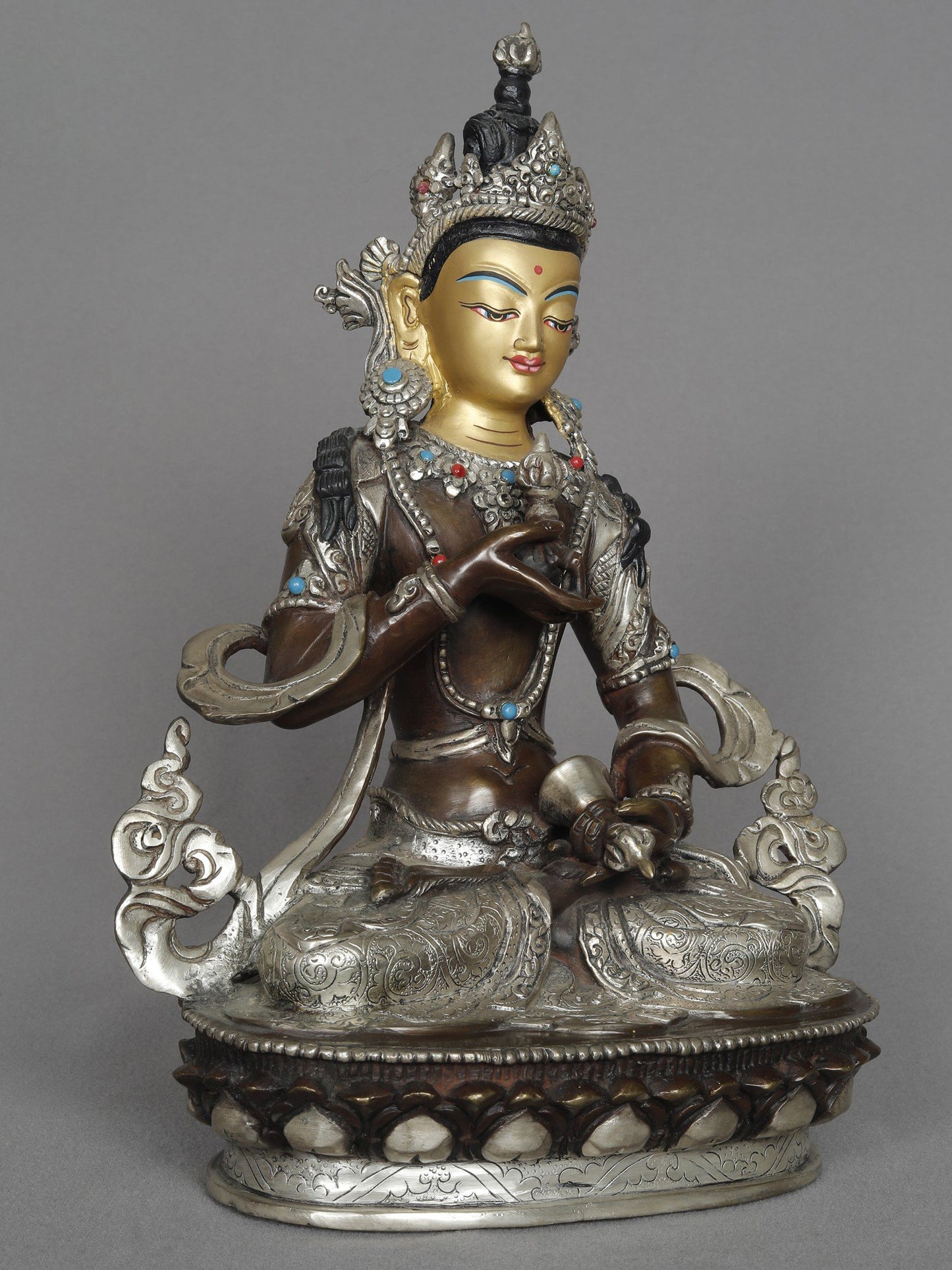 10" Tibetan Buddhist Deity Vajrasattva Attractive Statue From Nepal | Copper Statue | Decorative Copper Idol | Copper Statue For Temple