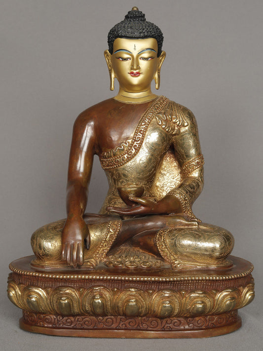 12" Lord Shakyamuni Buddha Copper Statue From Nepal | Copper Statue | Decorative Copper Idol | Copper Statue For Temple