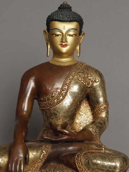 12" Lord Shakyamuni Buddha Copper Statue From Nepal | Copper Statue | Decorative Copper Idol | Copper Statue For Temple