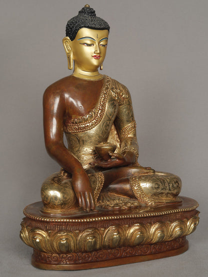 12" Lord Shakyamuni Buddha Copper Statue From Nepal | Copper Statue | Decorative Copper Idol | Copper Statue For Temple