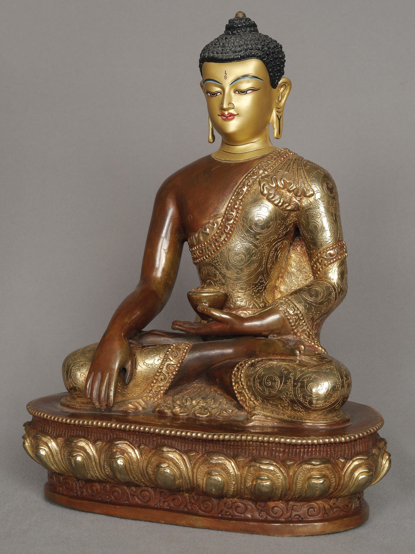 12" Lord Shakyamuni Buddha Copper Statue From Nepal | Copper Statue | Decorative Copper Idol | Copper Statue For Temple