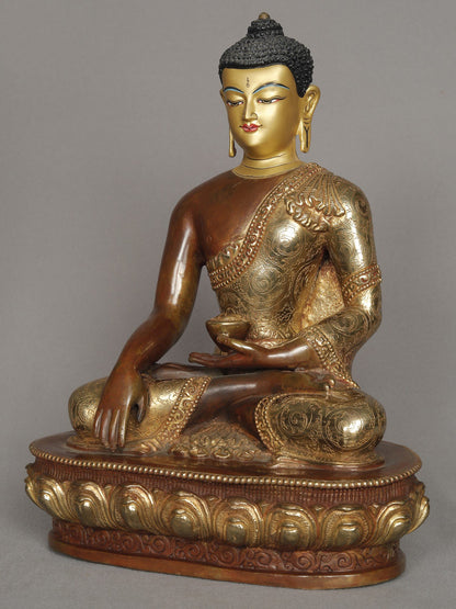 12" Lord Shakyamuni Buddha Copper Statue From Nepal | Copper Statue | Decorative Copper Idol | Copper Statue For Temple