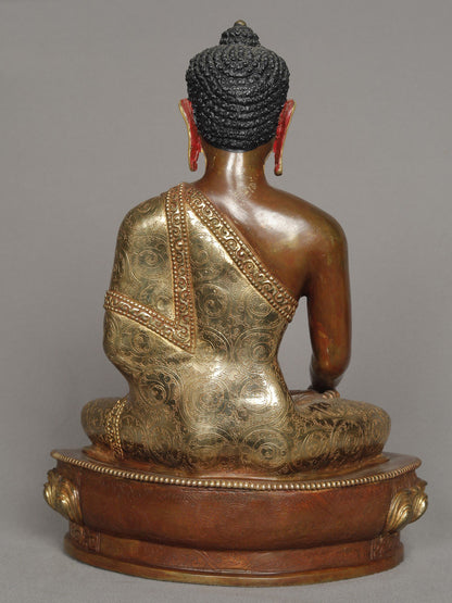 12" Lord Shakyamuni Buddha Copper Statue From Nepal | Copper Statue | Decorative Copper Idol | Copper Statue For Temple