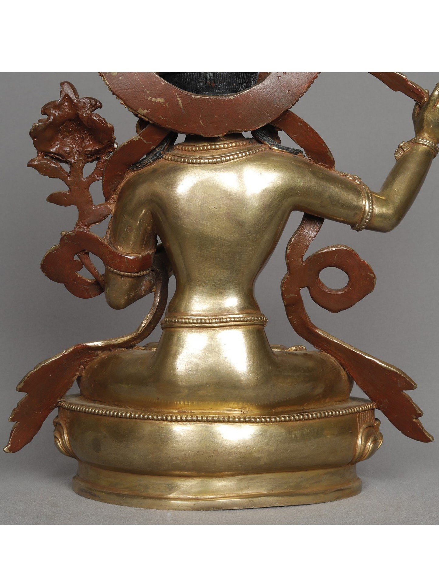 12" Copper Manjushri With Attractive Crown Statue From Nepal | Copper Statue | Decorative Copper Idol | Copper Statue For Temple