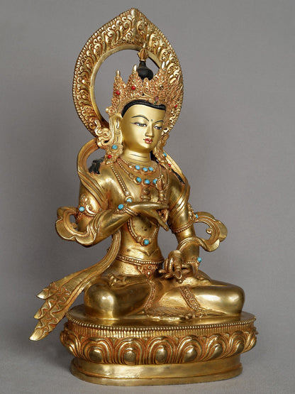 12" Tibetan Buddhist Deity Vajrasattva Statue From Nepal | Copper Statue | Decorative Copper Idol | Copper Statue For Temple