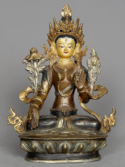 9" Goddess White Tara Copper Idol Nepalese Statue | Copper Statue | Decorative Copper Idol | Copper Statue For Temple