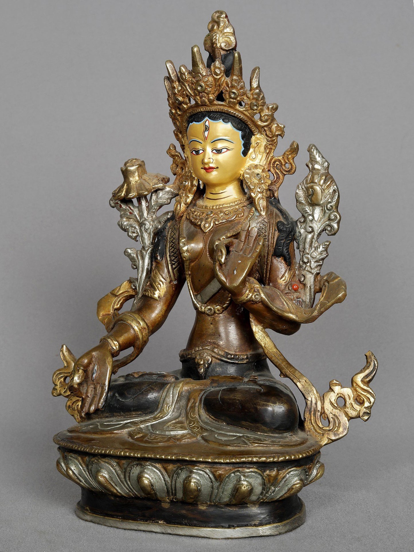 9" Goddess White Tara Copper Idol Nepalese Statue | Copper Statue | Decorative Copper Idol | Copper Statue For Temple