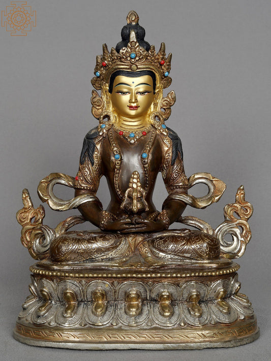 8" Copper Aparmita Statue From Nepal | Amitayus Nepalese Idol | Copper Statue | Decorative Copper Idol | Copper Statue For Temple