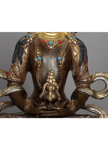 8" Copper Aparmita Statue From Nepal | Amitayus Nepalese Idol | Copper Statue | Decorative Copper Idol | Copper Statue For Temple