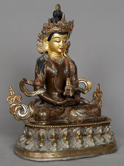 8" Copper Aparmita Statue From Nepal | Amitayus Nepalese Idol | Copper Statue | Decorative Copper Idol | Copper Statue For Temple