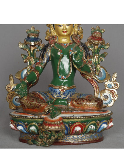 8" Green Tara Copper Idol From Nepal | Copper Statue | Decorative Copper Idol | Copper Statue For Temple