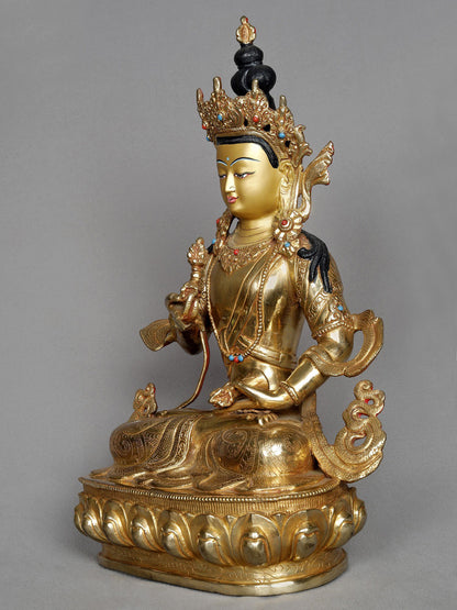 14" Tibetan Buddhist Deity Vajrasattva Idol | Copper Nepalese Idol | Copper Statue | Decorative Copper Idol | Copper Statue For Temple