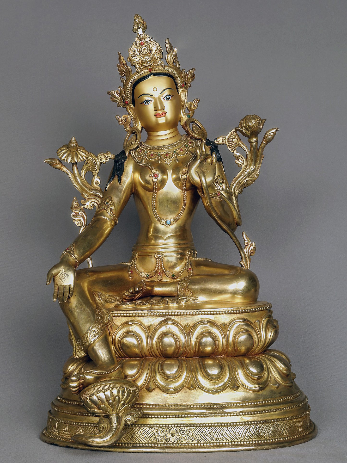 18" Mongolian Tara Copper Statue From Nepal | Copper Nepalese Idol | Copper Statue | Decorative Copper Idol | Copper Statue For Temple