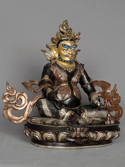 15" Copper Tibetan Buddhist Kubera Statue From Nepal | Copper Nepalese Idol | Copper Statue | Decorative Copper Idol | Copper Statue For Temple