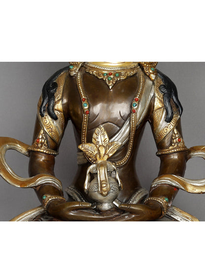 19" Copper Aparmita Statue From Nepal | Amitayus Copper Idol | Copper Nepalese Idol | Copper Statue | Decorative Copper Idol | Copper Statue For Temple