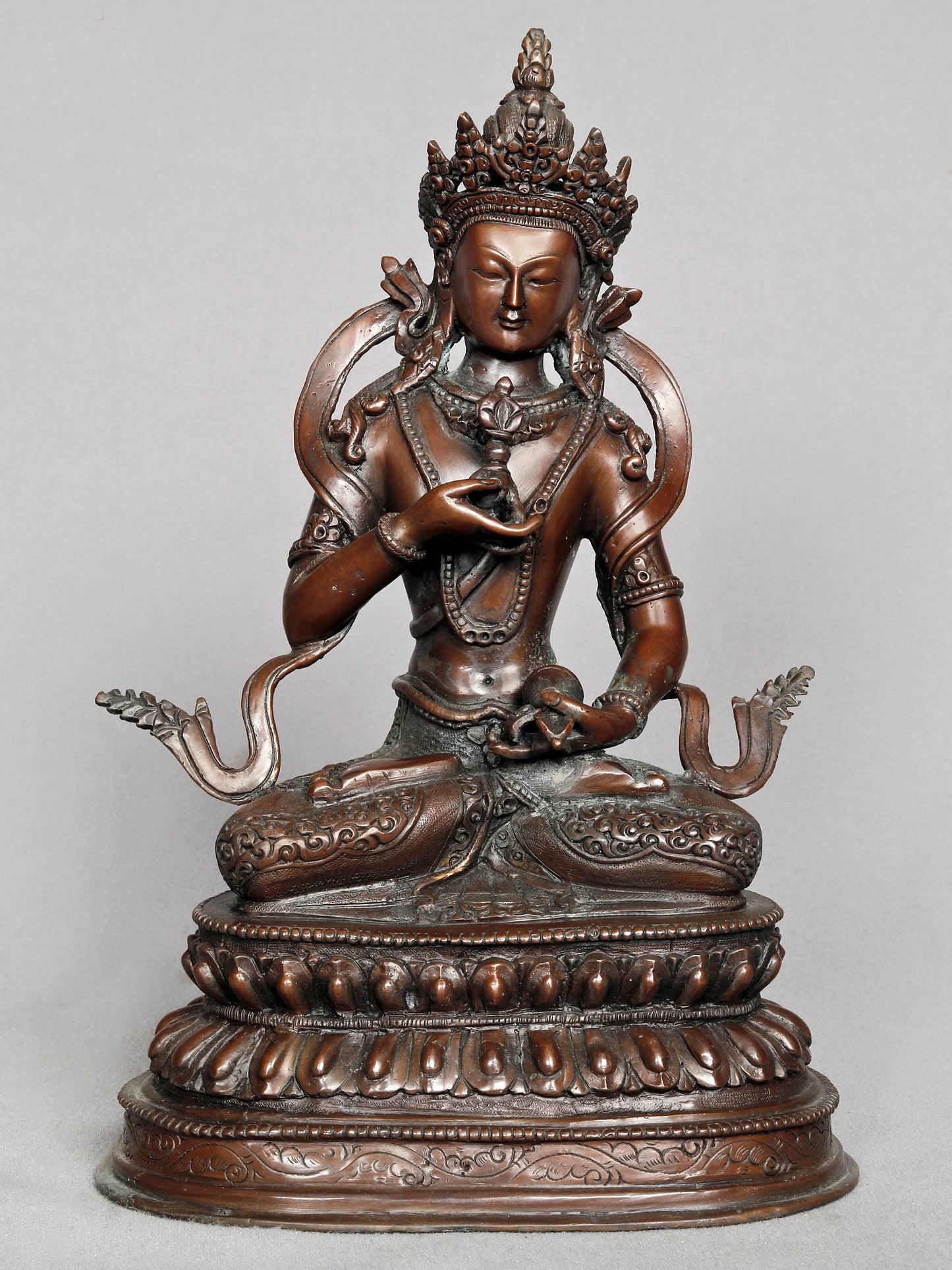 10" Buddhist Deity Vajrasattva Idol From Nepal | Buddhist Deity Copper Idol | Copper Statue | Decorative Copper Idol | Copper Statue For Temple