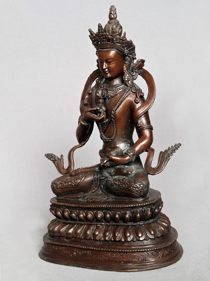 10" Buddhist Deity Vajrasattva Idol From Nepal | Buddhist Deity Copper Idol | Copper Statue | Decorative Copper Idol | Copper Statue For Temple