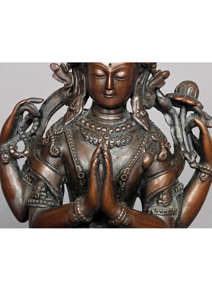 10" Meditative Deity Kharchari Copper Statue From Nepal | Buddhist Deity Copper Idol | Copper Statue | Decorative Copper Idol | Copper Statue For Temple