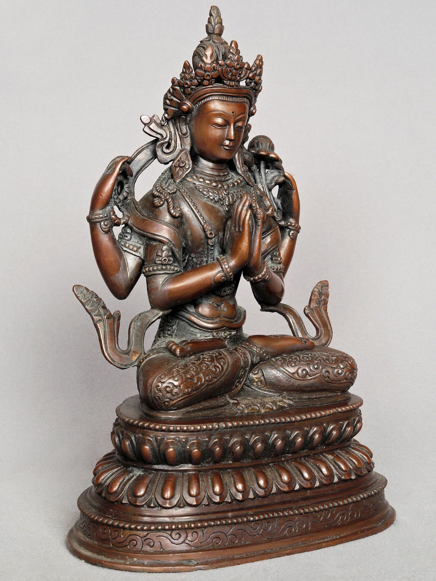 10" Meditative Deity Kharchari Copper Statue From Nepal | Buddhist Deity Copper Idol | Copper Statue | Decorative Copper Idol | Copper Statue For Temple