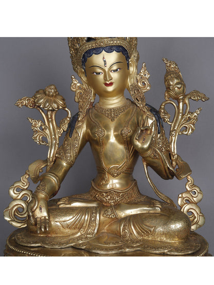 19" Goddess White Tara Copper Idol | Nepalese Sculpture | Copper Statue | Decorative Copper Idol | Copper Statue For Temple