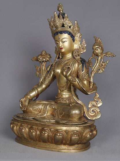 19" Goddess White Tara Copper Idol | Nepalese Sculpture | Copper Statue | Decorative Copper Idol | Copper Statue For Temple