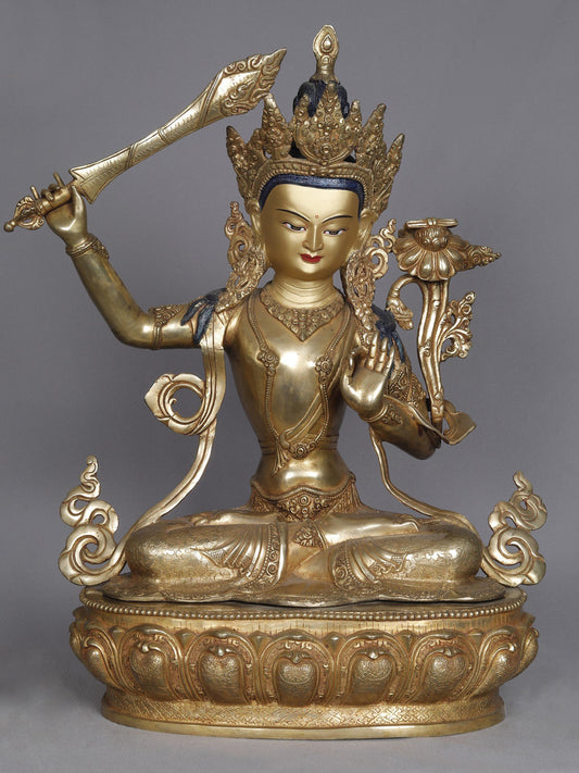 19" Manjushri Copper Statue | Sculpture From Nepal | Copper Statue | Decorative Copper Idol | Copper Statue For Temple