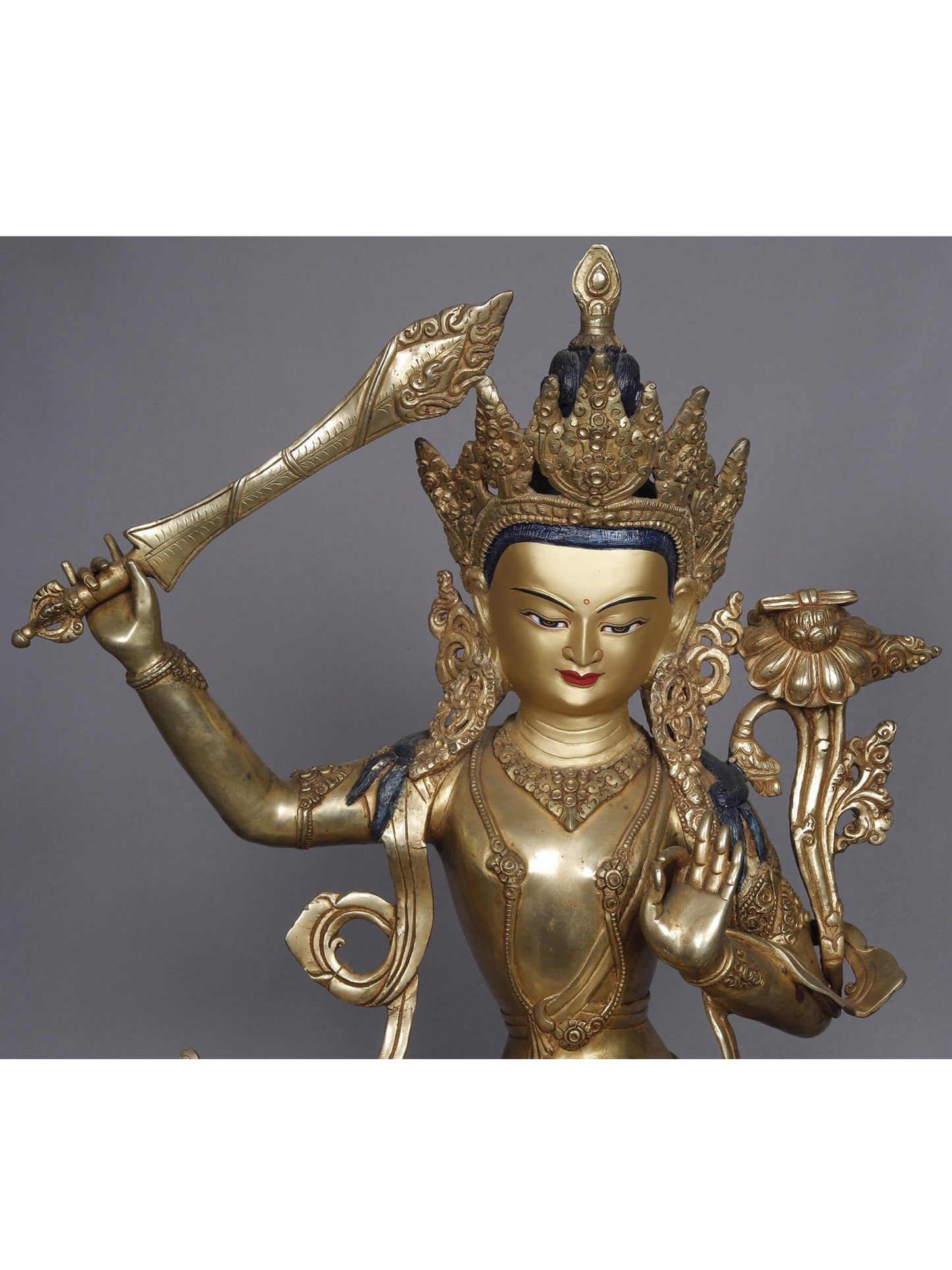 19" Manjushri Copper Statue | Sculpture From Nepal | Copper Statue | Decorative Copper Idol | Copper Statue For Temple