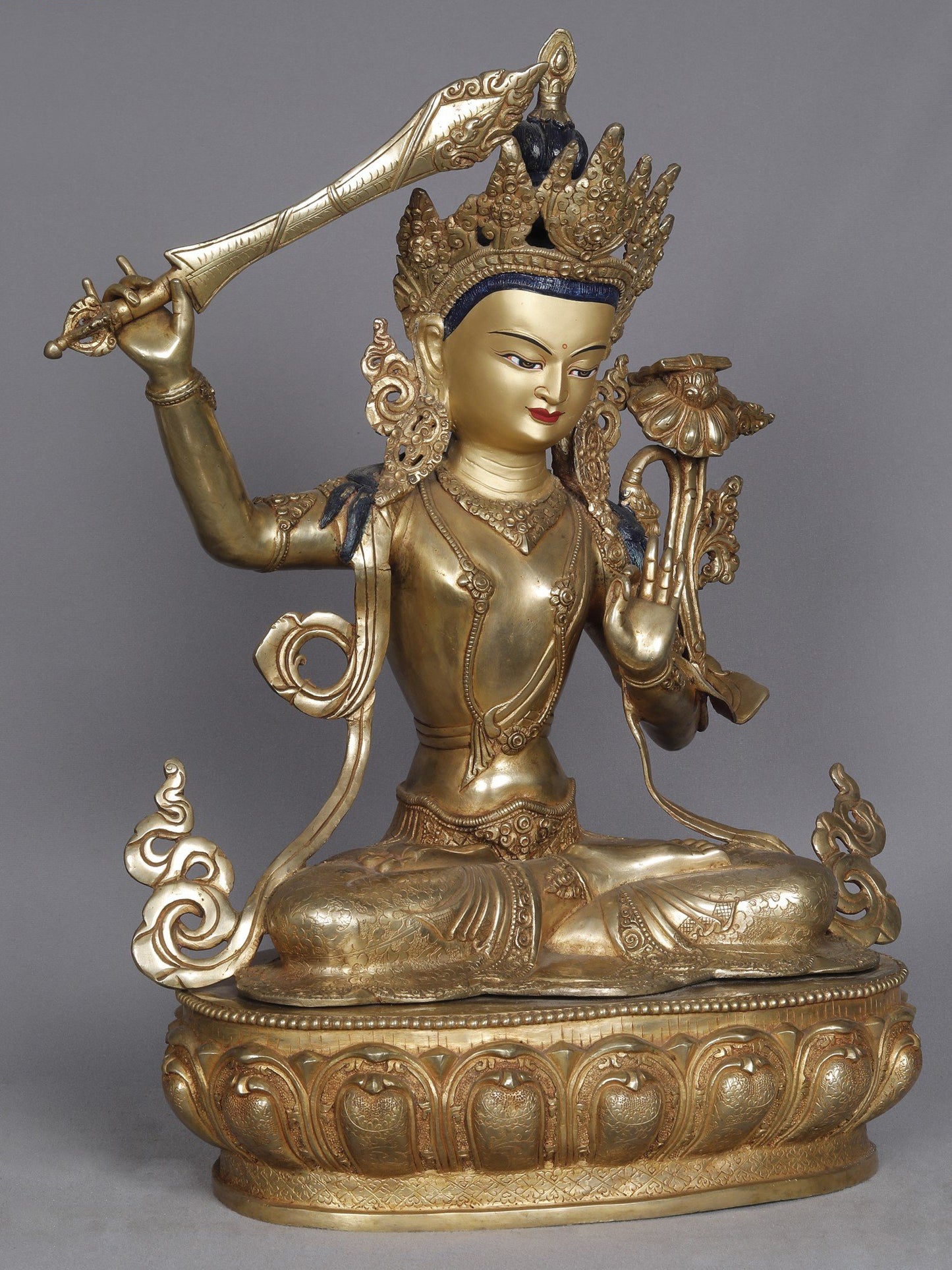 19" Manjushri Copper Statue | Sculpture From Nepal | Copper Statue | Decorative Copper Idol | Copper Statue For Temple