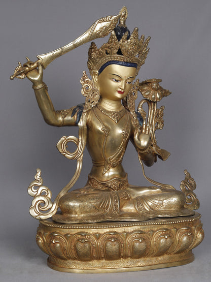 19" Manjushri Copper Statue | Sculpture From Nepal | Copper Statue | Decorative Copper Idol | Copper Statue For Temple