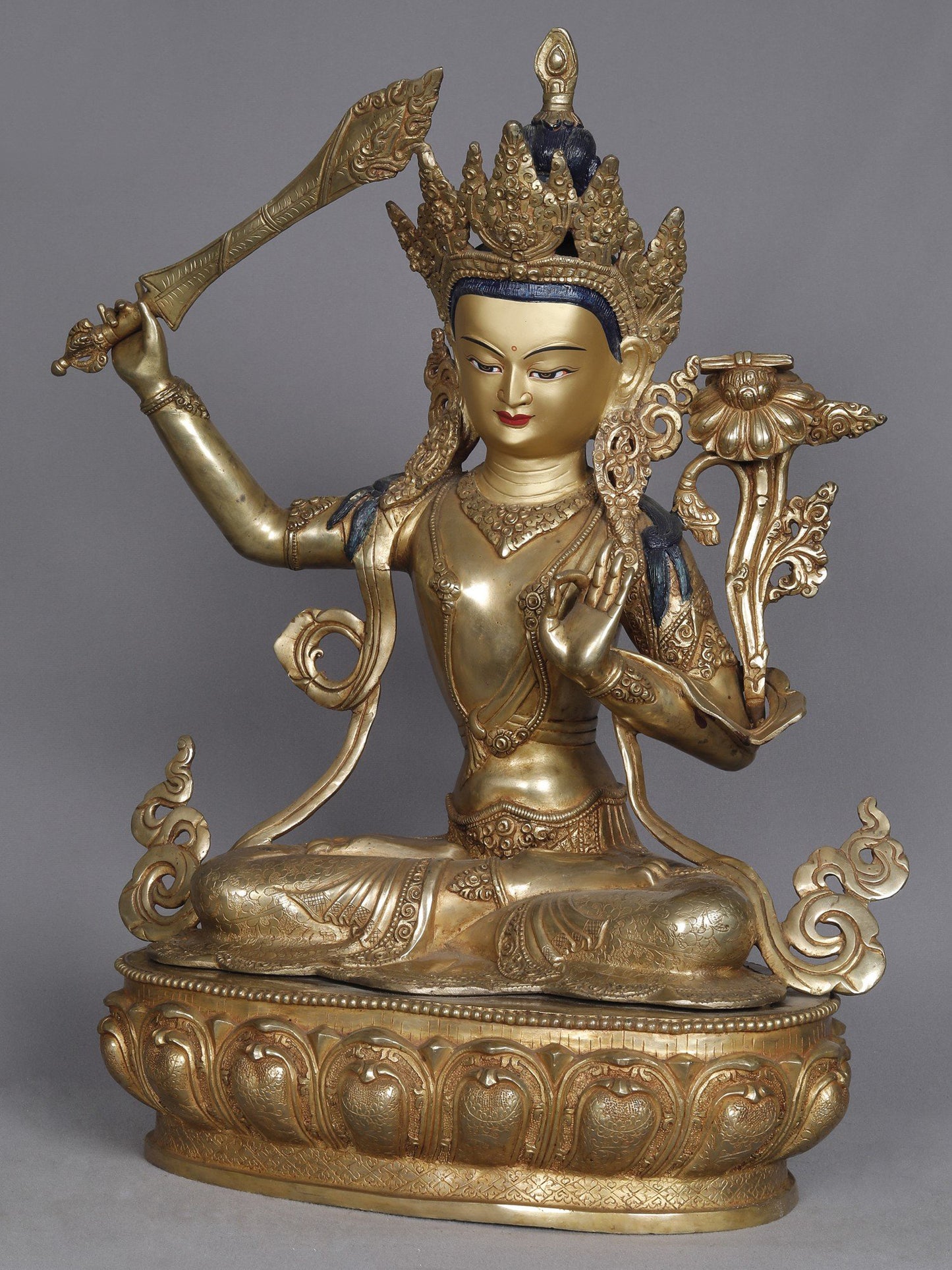 19" Manjushri Copper Statue | Sculpture From Nepal | Copper Statue | Decorative Copper Idol | Copper Statue For Temple