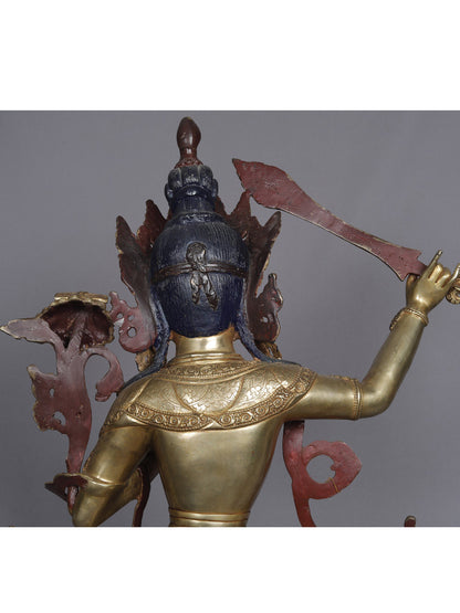 19" Manjushri Copper Statue | Sculpture From Nepal | Copper Statue | Decorative Copper Idol | Copper Statue For Temple