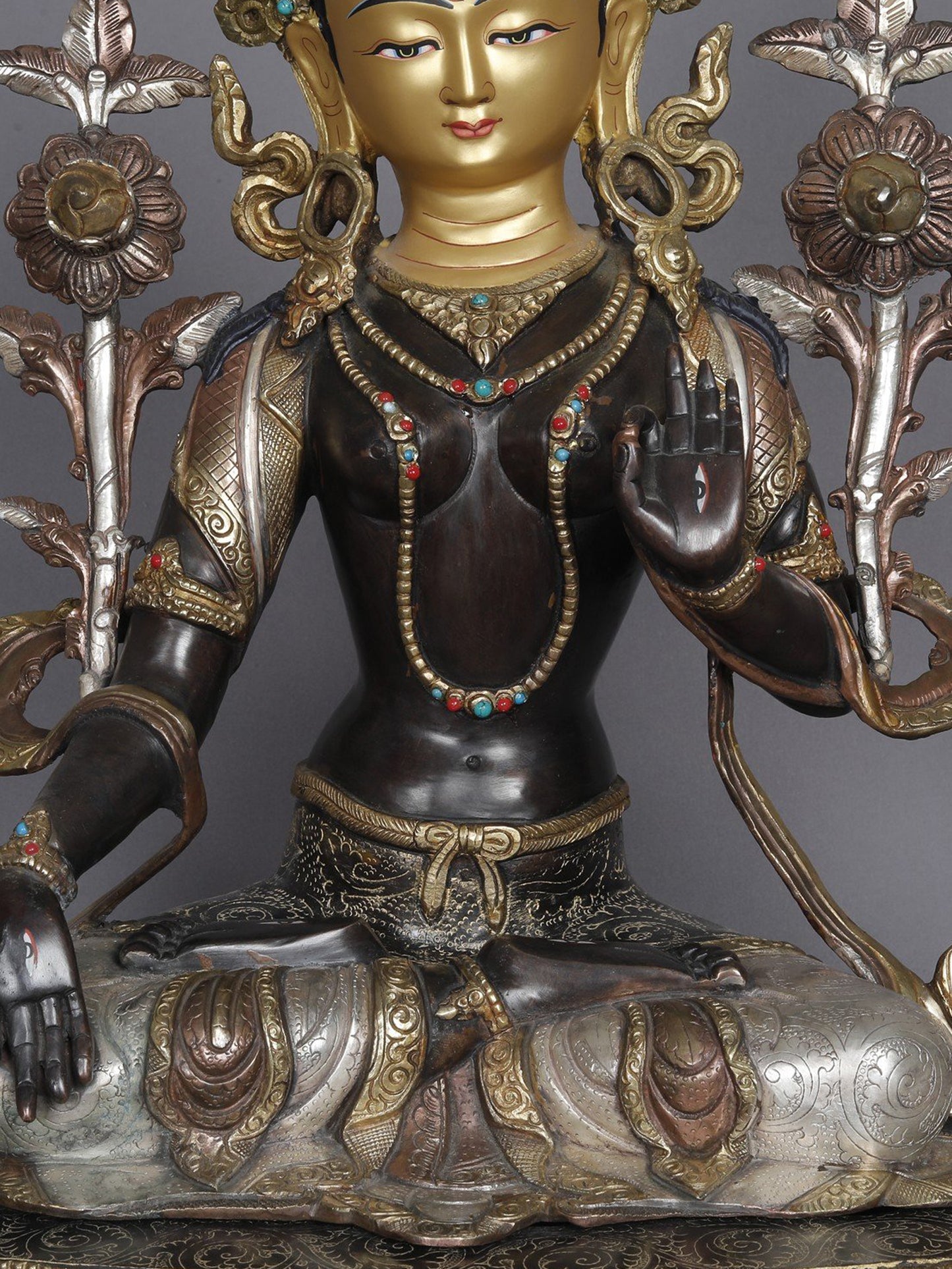 19" Goddess White Tara Nepalese Copper Statue | Sculpture From Nepal | Copper Statue | Decorative Copper Idol | Copper Statue For Temple