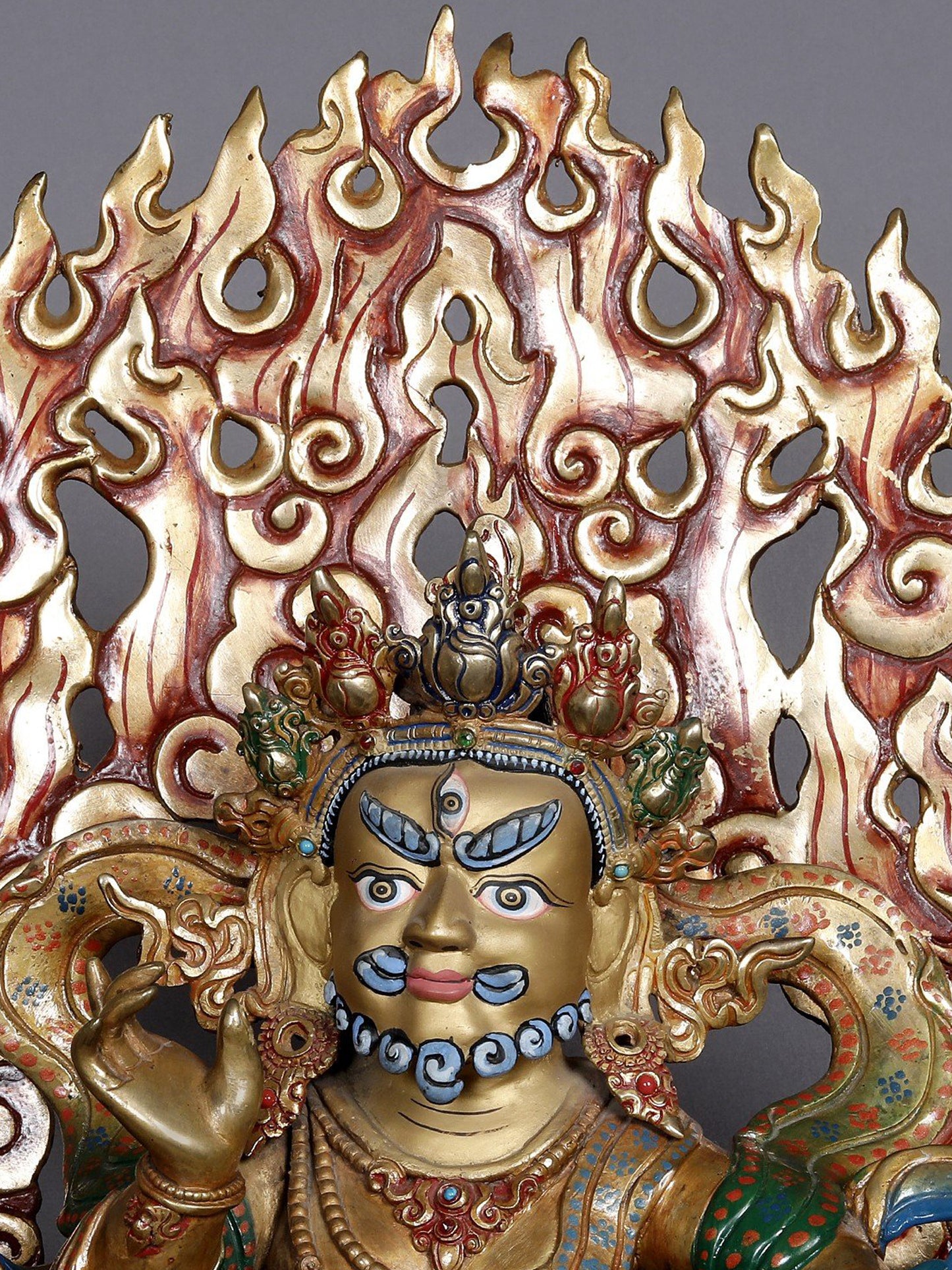 20" Copper Tibetan Buddhist Kubera Statue From Nepal | Nepalese Sculpture | Decorative Copper Idol | Copper Statue For Temple