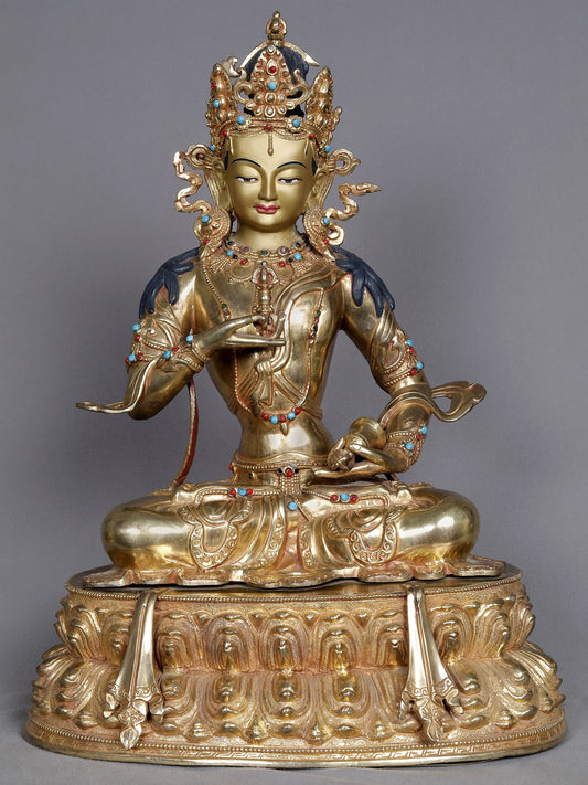 16" Tibetan Buddhist Deity Vajrasattva Copper Idol | Nepalese Statue | Decorative Copper Idol | Copper Statue For Temple