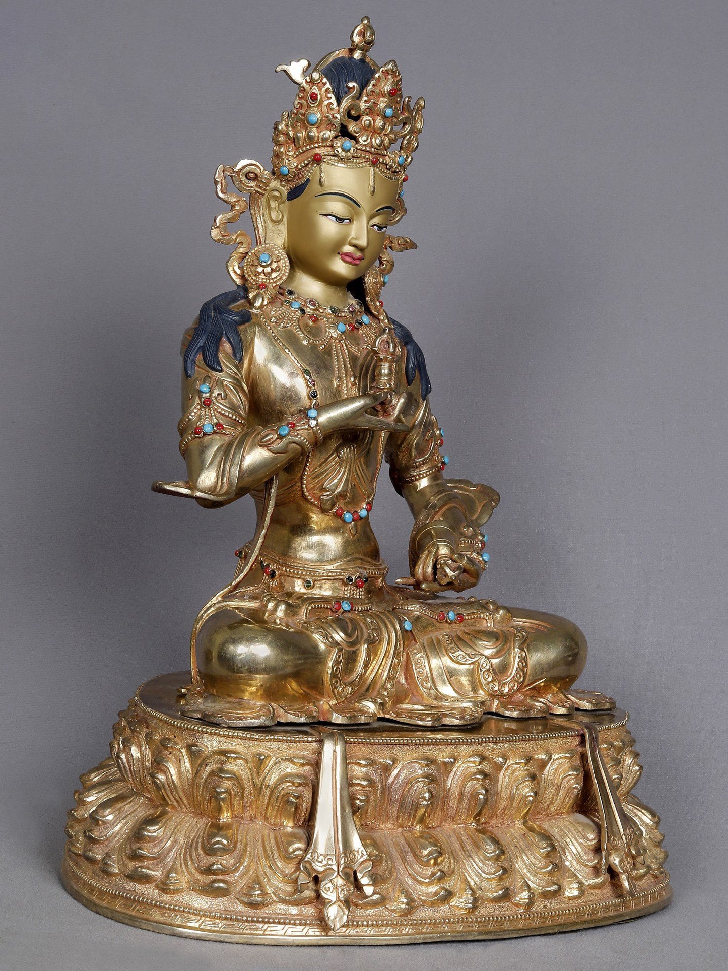 16" Tibetan Buddhist Deity Vajrasattva Copper Idol | Nepalese Statue | Decorative Copper Idol | Copper Statue For Temple