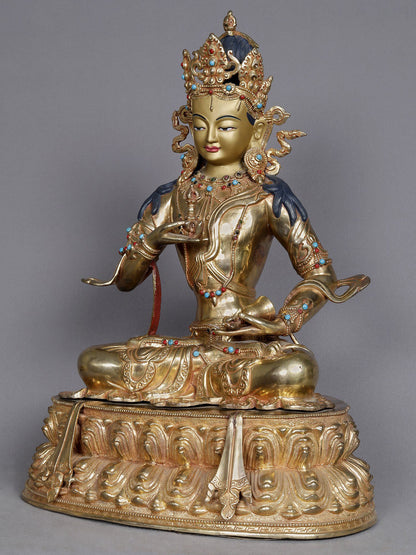 16" Tibetan Buddhist Deity Vajrasattva Copper Idol | Nepalese Statue | Decorative Copper Idol | Copper Statue For Temple